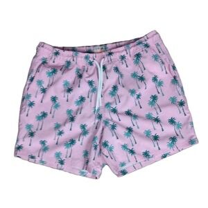 J. CREW Flex Men's Palm Print Swim Wear Shorts Large‎ Pink